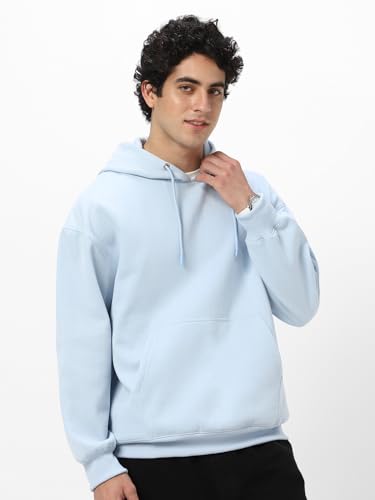 Image of Urbano Fashion Men's Cotton Solid Oversized Hooded Neck Sweatshirt
