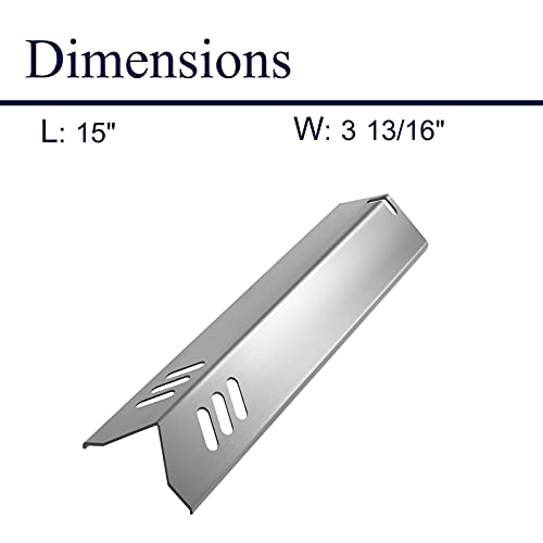 Boloda 5-Pack Stainless Steel Bbq Gas Grill Heat Plate Shield Tent Replacement For Backyard By14-101-001-02,By13-101-001-13, Dyna-Glo Dgf493Bnp，Dgf510Sbp, Uniflame Gbc1059Wb Gas Models (15" X 3-3/4") #TOP1