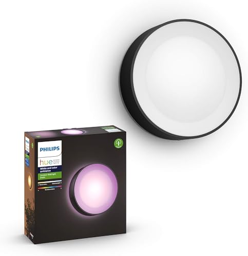 Philips Hue Daylo White & Colour Ambiance Smart LED Outdoor Wall Lighting, for Home Garden, Patio. [Black] Works with Alexa