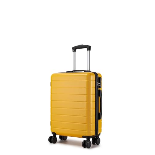 Shavont 55x40x20 Ryanair EasyJet Carry On Suitcase, Lightweight ABS Hand Luggage for Short Trips, Hard Shell Cabin Bag with 4 Spinner Wheels, Combination Lock and Telescopic Handle (Yellow)