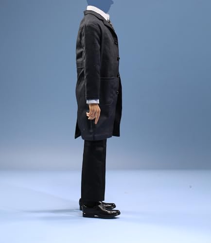 1/6 Scale Male Clothes, Men's Long Suit Windbreaker Coat Shirt Pants Outfit Clothing for 12inch Male Action Figure Body (Gray Suit)3