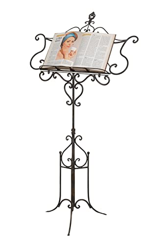 Biscottini Atril para libros de pie 140 x 50 x 85 cm – Porta libros de pie de hierro – Atril musical ajustable – Soporte menú para restaurante