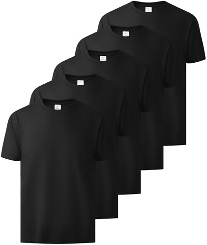 Image of Little Beauty 5 Pack Men's T-Shirts Crew Neck Short Sleeve Cotton Tee Casual Summer Tops