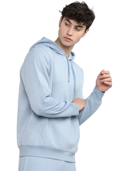Regular fit Full Sleeves Sky Blue Hoodie for Men-image-31