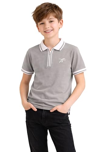 Image of TotzTouch Boys Premium Polo Collar Tshirt Combo with Zipper Closure Color White & Black Age 6 Years to 15 Years