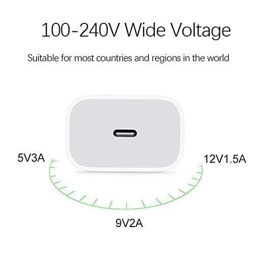 Image of Original 20W PD Fast Type C Wall Charger with Charging Cable Compatible with iPhone14 /14 Plus Pro Max /13 Pro Max /13 Mini /11 /12 Max /Xs Max /XR /X /8Plus,iPad (Adapter & Cable)(QW77)