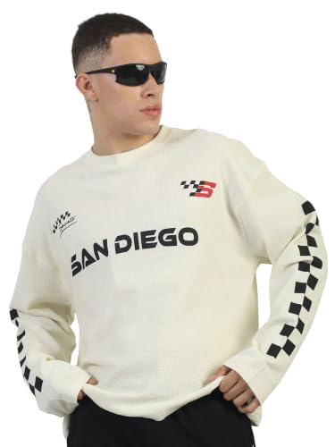 Maniac Store Maniac Mens San Diego Cream & Black Waffle T-Shirt - Image 2