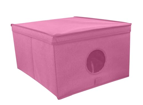 Ordinett Caja contenedor Blossom L | Rosa | 50x40x25 cm | Plegable | Con ventana transparente