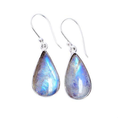 Boucles d'oreilles RI-5151 argent 925 anti-allergie pierre de lune véritable