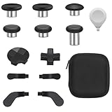 16イン1メタルサムスティック Xbox One Eliteシリーズ2、Eliteシリーズ2コアコントローラーアクセサリーパーツ、メタルサムスティック6本、パドル4個、Dパッド2個、ツール4個(ブラック)