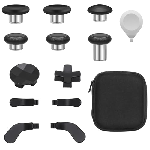 Image of 16 in 1 Metal Thumbsticks Suitable for Xbox One Elite Series 2, Elite Series 2 Core Controller Accessories Parts, 6 Metal Thumbsticks, 4 Paddles, 2 D-Pads and 4 Tool(Black)