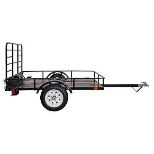Image of DK2 4 ft. x 6 ft. Single Axle Black UV Powder Coated Open Rail Utility Trailer