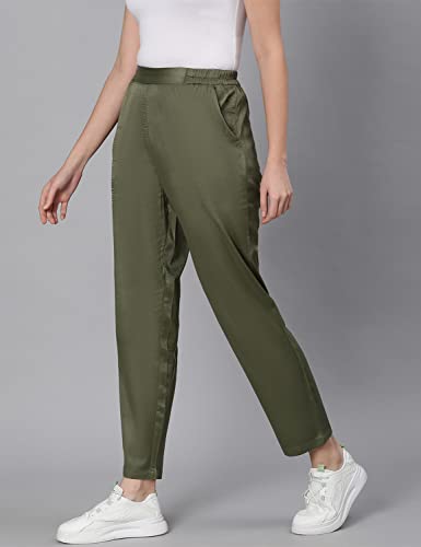 Image of oxolloxo Loud Solid Green Women Pants