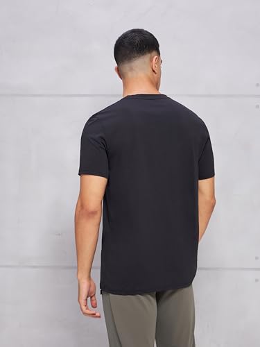 Image of TECHNOSPORT Men's Slim Fit Solid Crew Neck T-Shirt, Cotflex Quick Dry Wrinkle Resistant Polyester Sports Tee for Gym, Running, Training, Sports