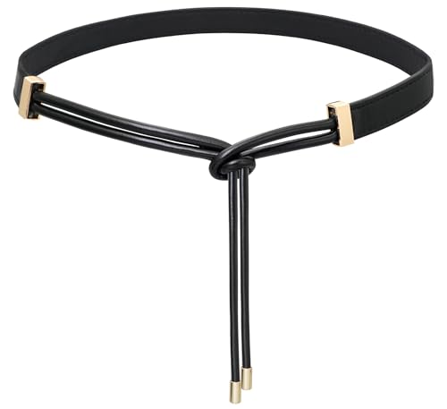 Skinny Belts for Women PU Leather Knotted Thin Waist Belt for Dresses