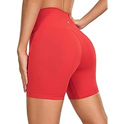 CRZ YOGA Mujeres Yoga Pantalones Cortos - 15cm Cintura Alta Ejercicio Motociclista Pantalones Cortos 4 CRZ YOGA Mujeres Yoga Pantalones Cortos - 15cm Cintura Alta Ejercicio Motociclista Pantalones Cortos carmesí 36