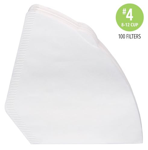 Image of Amazon Basics Number 4 Cone Coffee Filters for 8-12 Cup Coffee Makers, White, 100 Count