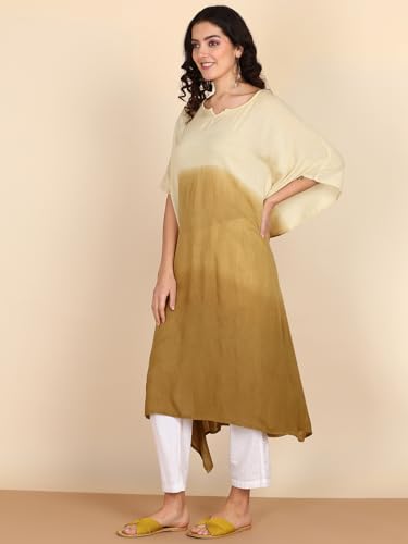 Image of Maaesa Women Handcrafted Tie & Dye Rayon Crepe Kaftan Dress | Casual Wear | Flowy Kaftan Style | Lightweight & Breathable Fabric
