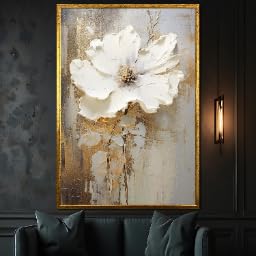 Tableau sur toile fleurs blanches XINBAO 40x60cm pour décoration murale moderne