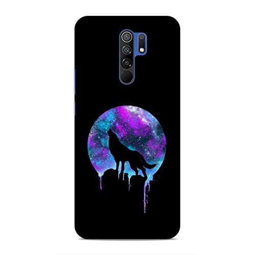 Image of Printed Mobile Back Hard Case Cover for Xiaomi Redmi 9 Prime /Xiaomi Poco M2 | Wolf, Black Shadow, Multi Stars, Colourful sky-2181