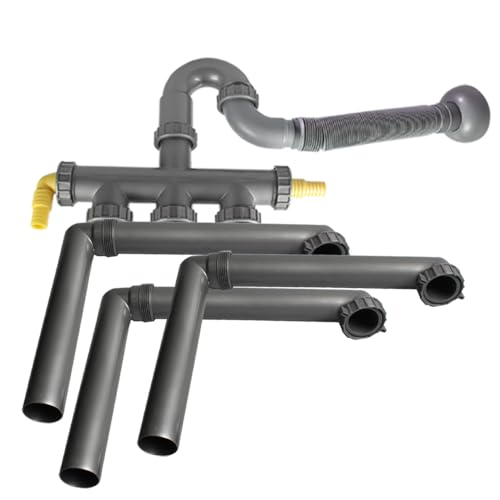 Talea Three Kitchen Sinks Drain Pipe Kit Flexible Drain Pipe Rear Hard Tube