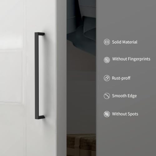Image of 6 Pack 10 Inch Matte Black Cabinet Pulls, Black Kitchen Hardware