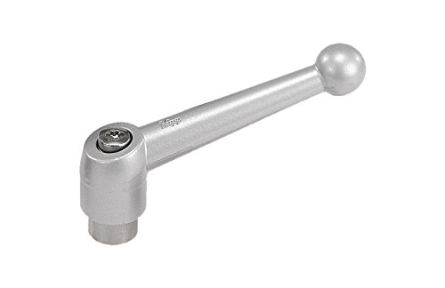 Image of Kipp 06411-1A03 Zinc /Stainless Steel Adjustable Handle with 10-24 inch Internal Thread, Classic Ball Style, Inch, Silver Metallic Plastic-Coated Finish, Stainless Steel Components, Size 1