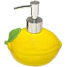 123Arts Lemon Soap Dispenser Lotion Bottle Ceramic Liquid Dispenser Bathroom Decor,400ml,13oz