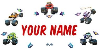 Calcomanía de pared personalizada con nombre de Blaze and The Monster Machines para niños