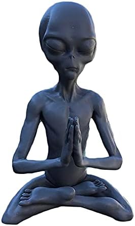 SNSN Meditating Alien Garden Sculptures & Statues, Alien Resin Statue Ornament Yard Best Art Decor for Indoor Outdoor Home or Office Collectible Figurine Gift, Grey, Small (SNSN-cijia-1)