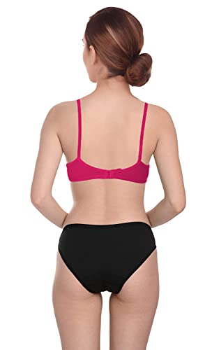Image of She Wears Full Coverage Non-Padded and Wirefree Daily Use Combo Bra Panty Set for Female.