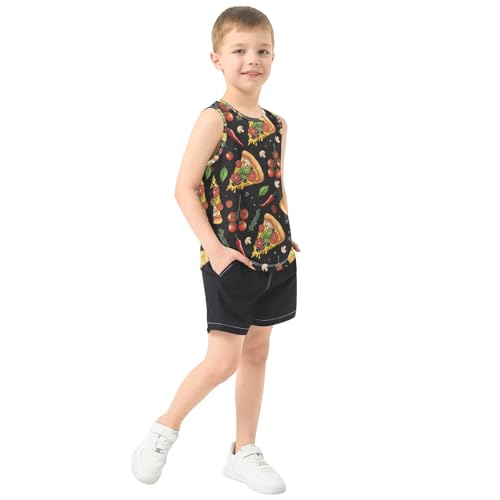 J JOYSAY Pizza Tomato Chili Boys Tank Top Sleeveless Muscle Shirts Quick Dry Sport Active Workout Kids T-Shirts 3-15T4