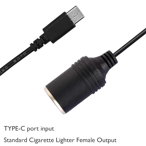 12V USB Type-C Male Plug to Car Cigarettes Adapter Female Socket PD Power Cable,Work with 45W~65W PD USB C Charger,for Dash Cam, GPS, Car Led Light Strips by MeetUs - Used condition - Image 3