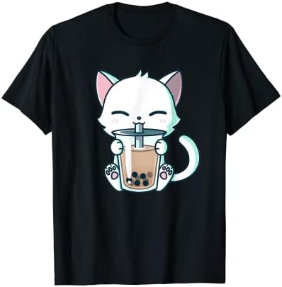 Boba Cat Drinking Boba Kitten Kawaii Japanese Kitty T-Shirt T-Shirt