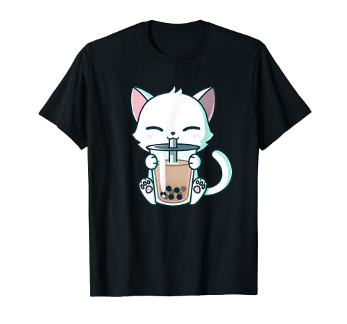 Boba Cat Drinking Boba Kitten Kawaii Japanese Kitty T-Shirt T-Shirt #TOP1