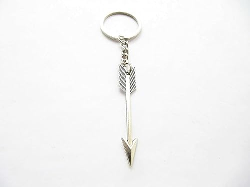 Junfamilee Silver Bow and Arrow Key chain Arrow Keyring Boho Keychain Archer Gift Crossbow Bow Jewelry Archery (arrow with chain 1.1x6.5cm) Beading and Jewelry Findings, Car Keychain