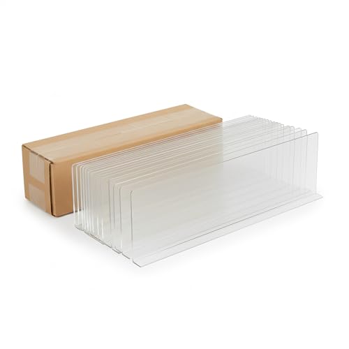 Shelf Dividers, 50 Pack, Self Adhesive, 3â€ H x 9.5â€ L Shelf Separators for Retail Shelving, Pantry & Closet Organization, Easy Stick 20 Mil Clear PVC, Product Display Dividers, Clip Strip Corp