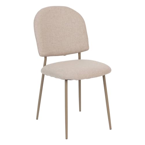 Atmosphera - Chaise de Salle à Manger Kamili - Beige - H 84 cm - Tissu Rembourré, Pieds en Métal - pour Cuisine, Salon, Bureau