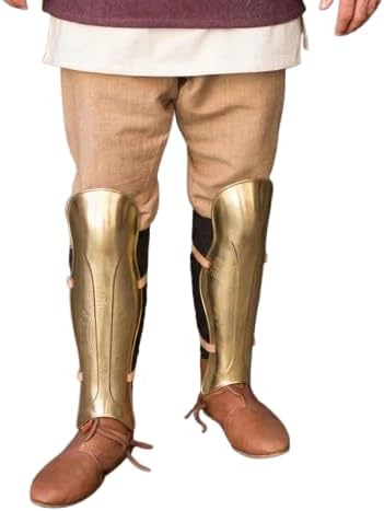 Medieval Spartan Greek Greaves – Leg Armor for LARP, Cosplay & Film Props | Knight Shin Guards Golden