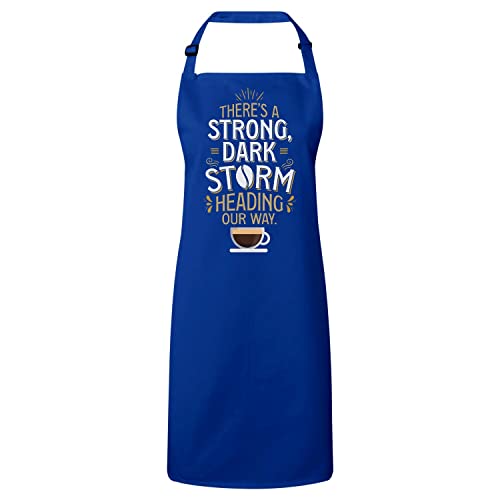 Tablier de cuisine premium bleu tempête de café pour barista