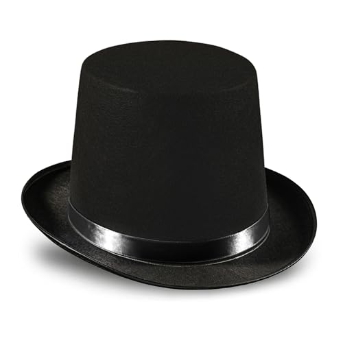 Dress Up America Black Top Hat for Kids & Adults Formal Tuxedo Hat with Trim Magician Butler Gentleman Costume Accessory