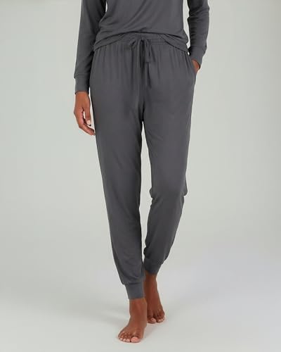 Image of Real Essentials 2 Pack: Women's Soft Long Sleeve Sleep Set - Comfortable Lounge Pull Over Hoodie and Henley Jogger