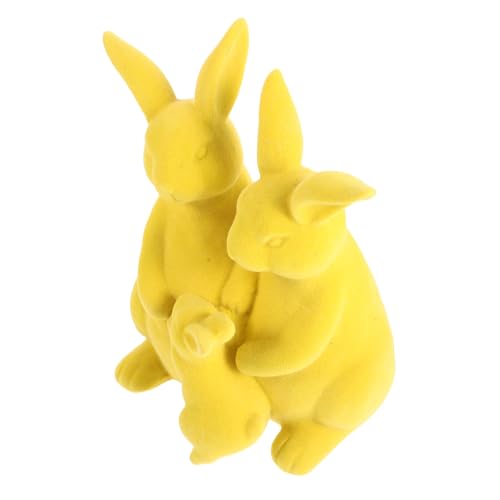 Figurines de Pâques lapins en résine flocée jaune aux finitions sculptées haut de gamme