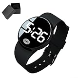 Elegante reloj digital con pantalla táctil con una gran pantalla LED, disponible en varios colores. Adecuado para deportes al aire libre y ocasiones de negocios. (blanco y negro)