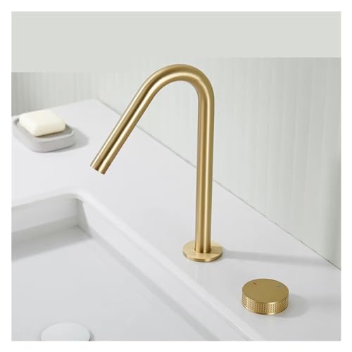 Robinet or brossé luxe col de cygne orientable 360° pour vasque design - 4