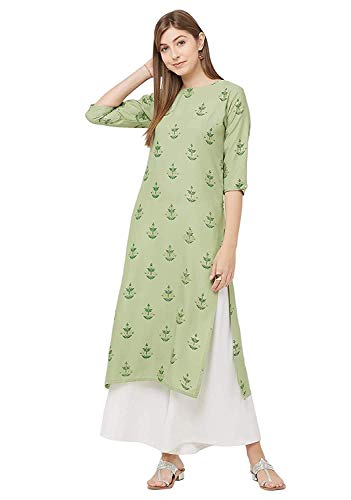 Image of GoSriKi Women's Multi-Coloured Crepe Straight Calf Length Ethnic Printed Kurti(Pack of 2)(KURTI-COMBO-104 Multi-Coloured)