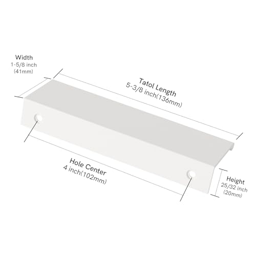 Image of Rergy 10 Pack 4 inch Cabinet Pulls White Finger Pulls for Cabinets | Aluminum Alloy White Edge Pulls Modern Cabinet Handles for Kitchen, Cupboard, Drawers, Dressers, Screws Included