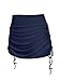 OQQ Women’s High Waisted 2 in 1 Skort with Built-in Shorts Ruched Drawstring Athletic Skirt Casual Gym Everyday Outfits Navyblue