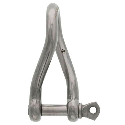 E-Rigging 15/32" Stainless Steel Twisted Shackle | Durable, Heavy Duty | for Sailing, Boating, Industrial Use, Utilities, Material Handling