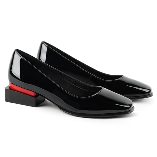 Image of LingxiaUne Dress Shoes for Women, Comfortable Dressy Flats, Womens Chunky Heel Pumps with Arch Support and Pointed Toe